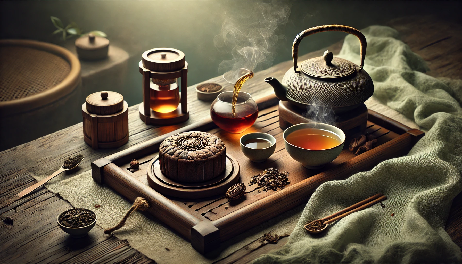 DALL·E 2024-12-04 20.22.51 - A visually stunning and elegant banner for an article about brewing Sheng Pu-erh tea. The composition features a clean 16_9 layout with a central focu